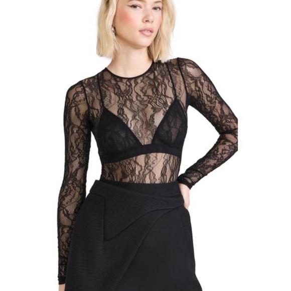 Women's Black Closet. Nyc Lace Thong Bodysuit - Picture 1 of 8